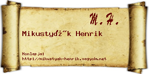 Mikustyák Henrik névjegykártya